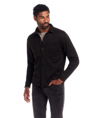 Men's Ribbed Knit Button Front Unlined Shirt Jacket