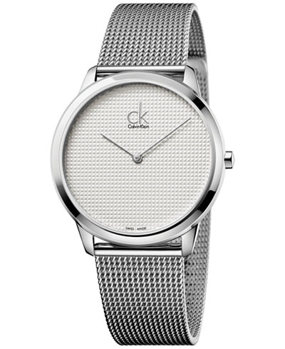 Calvin Klein Men's Minimal Swiss Stainless Steel Mesh Bracelet Watch 40mm K3M2112Y