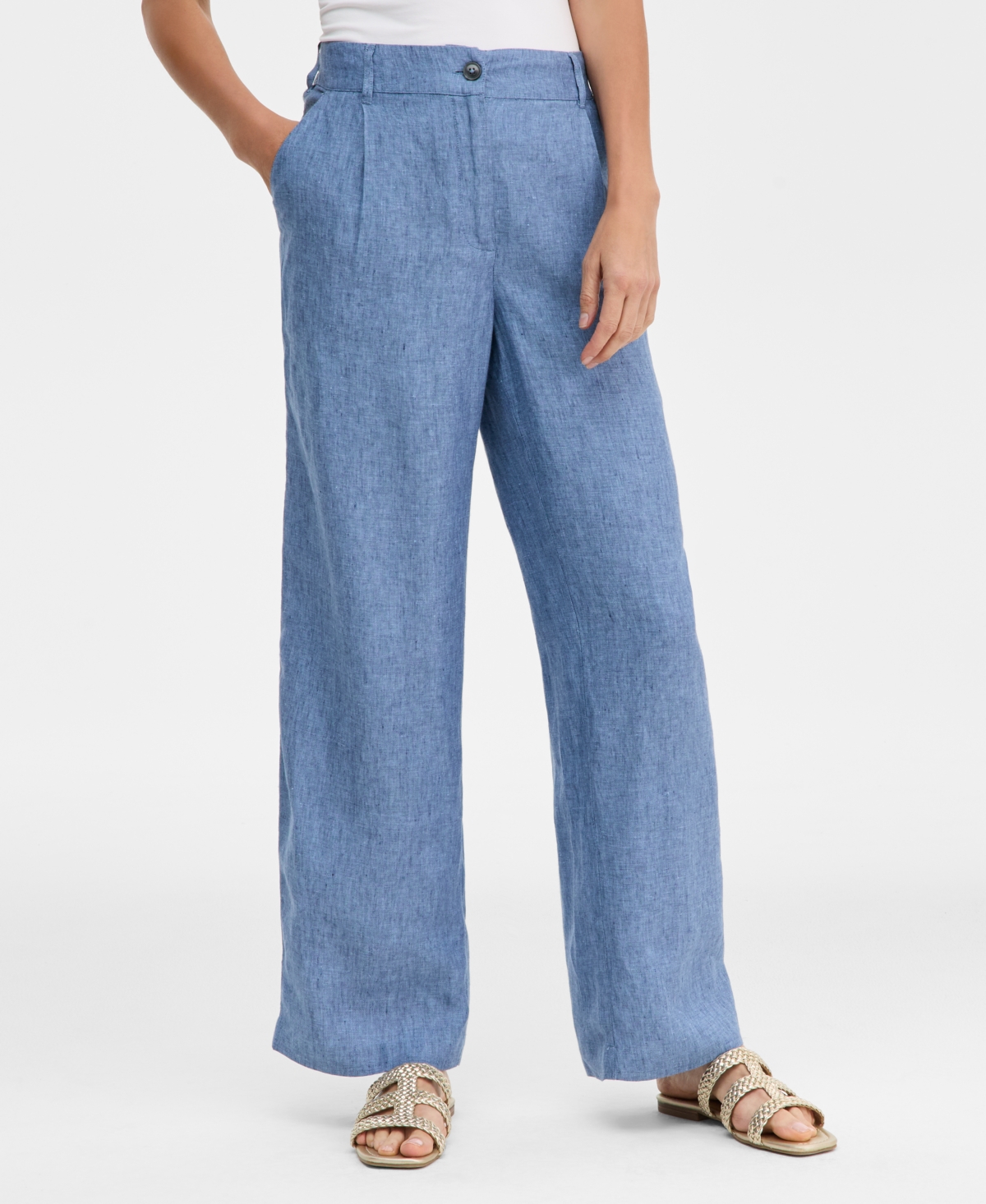 Charter Club Women's Wide-leg 100% Linen Pants, Macy's Exclusive In Multi