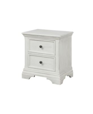Olivia 2-Drawer Traditional Wood Nightstand in Brushed White