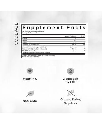 Collagen Peptides Powder + Vitamin C, Digestive Enzymes, Hyaluronic Acid, 18 Amino Acids - Hydrolyzed Collagen Protein, Unflavored - 9.98 oz