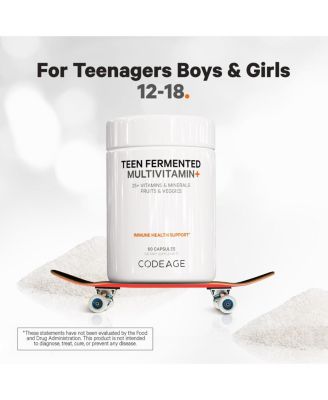 Teen s Daily Multivitamin Supplement, 25+ Vitamins & Minerals for Teenage Boys & Girls, Organic Whole Foods Vitamins for Teenagers, Vitamin A, B, C, D, E, K, Omega-3, 60 Ct