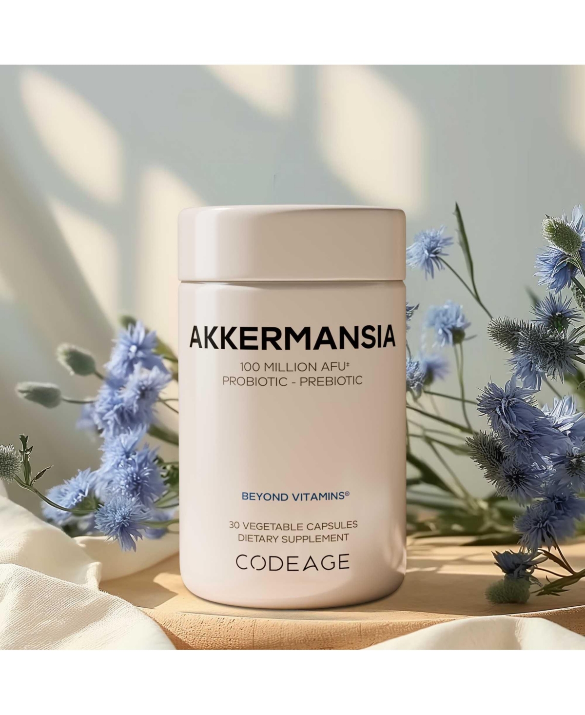 Codeage Akkermansia Synbiotic Supplement - 100 Million Afu Akkermansia Probiotic & Chicory Inulin Prebiotic - Chicory Root - 1 Capsule Per Serving