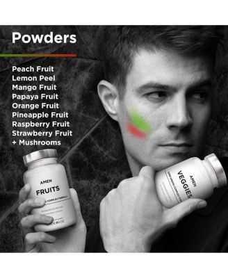 Amen Fruits + Veggies Vitamins Bundle, Raw Whole Food Multivitamin Capsules, Greens Vegetables, Red Fruits & Berries Blend, Fibers + Phytonutrients Superfood Minerals Supplement, Non-GMO, 180 ct