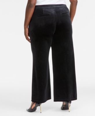 Plus Size High-Rise Wide-Leg Velvet Pants, Created for Macy's