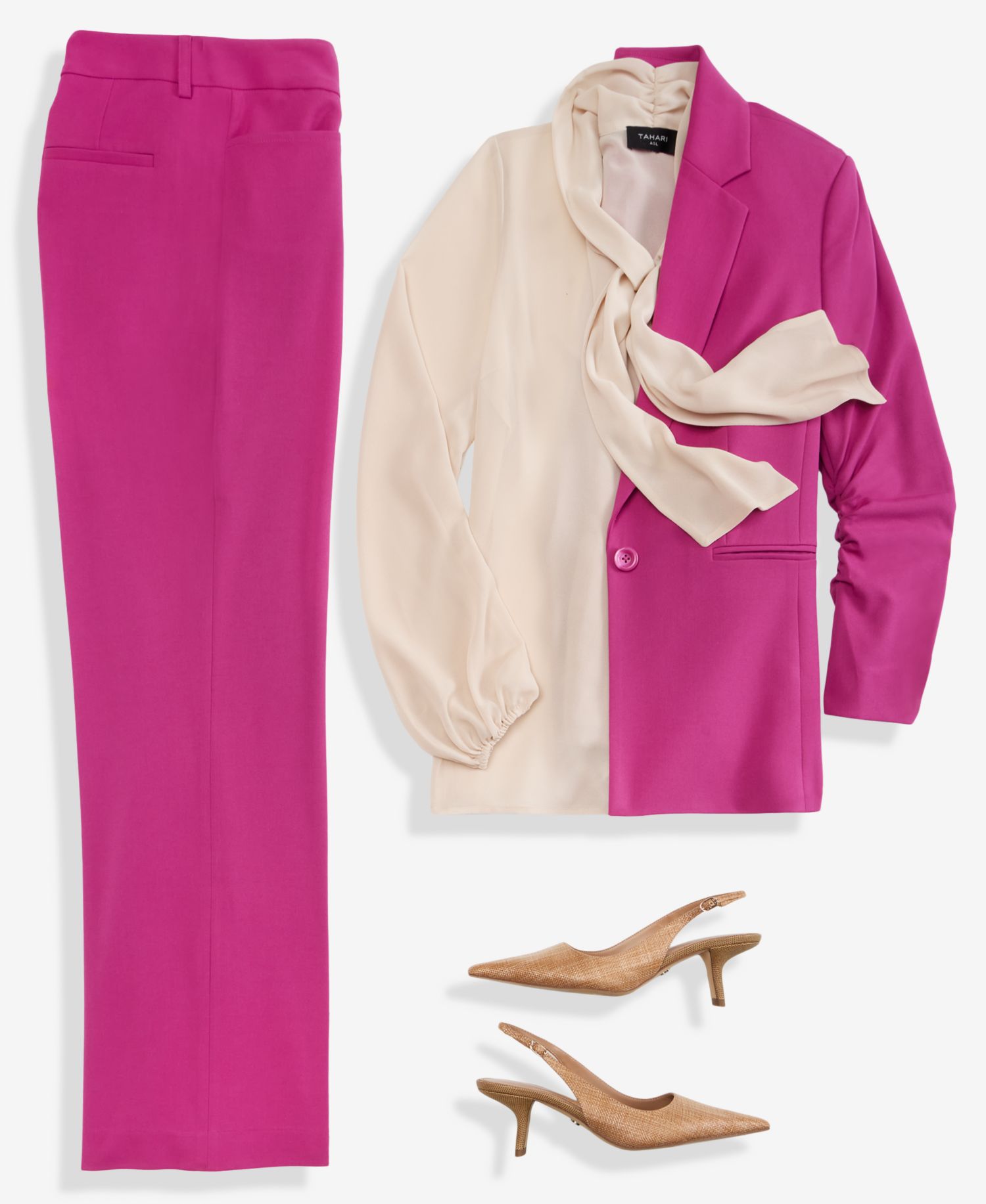 Women's Ruched-Sleeve One-Button Blazer