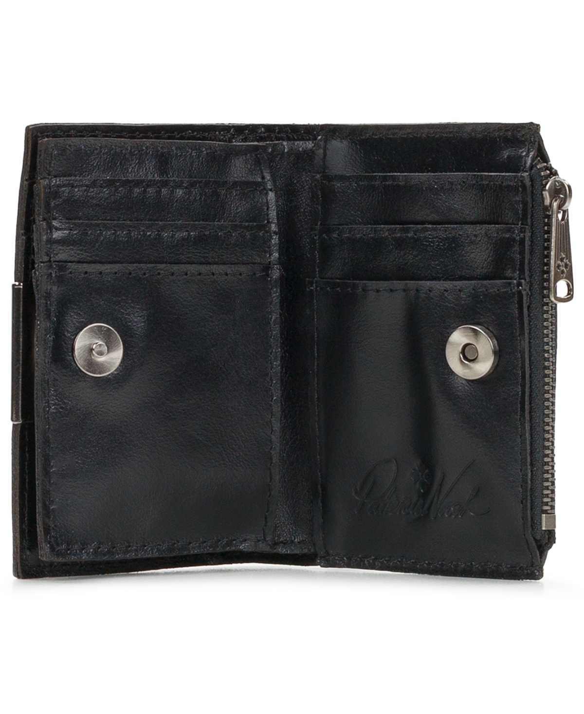 Patricia Nash Busalla Leather Bifold Zipper Wallet In Black