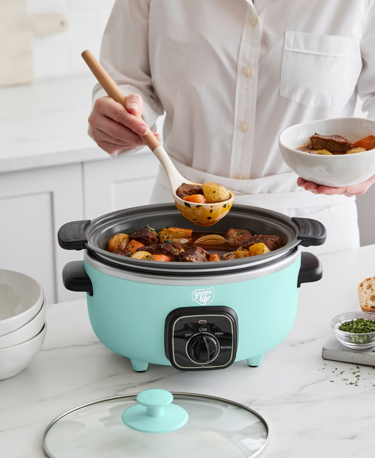 Greenlife 3.5 Quart Cook Duo Slow Cooker In Blue