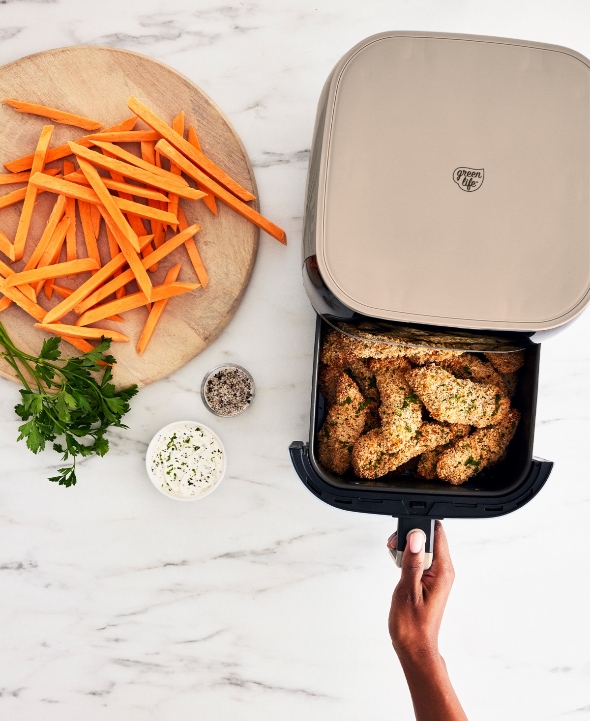 Greenlife 5.3 Quart Digital One-touch Air Fryer In Brown