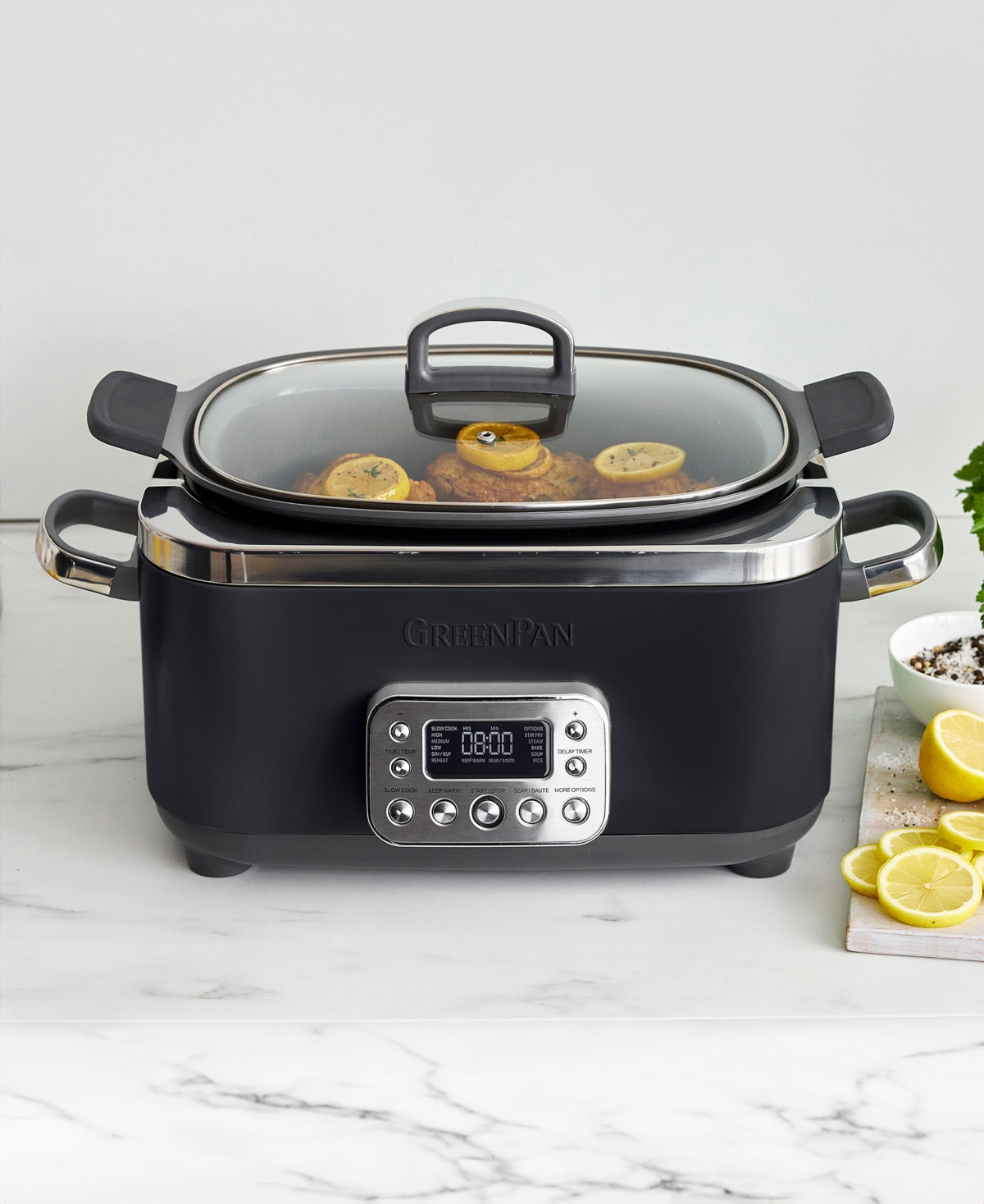 Greenpan Elite 6 Quart Ceramic Nonstick Slow Cooker In Black