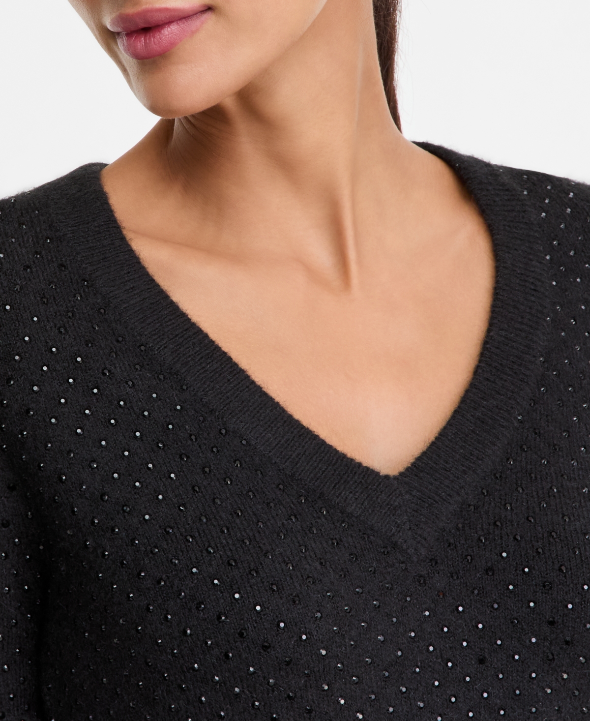I.n.c. International Concepts Women's Rhinestone Embellished Sweater, Macy's Exclusive