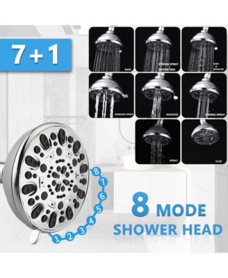 No-Tool Installation 5 Inch Rain Shower &amp; 7-Spray Handheld Combo with 26&amp;quot; Adjustable Slide Bar Dual Shower Head Combo Set - Chrome