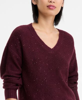 Women's Roving Sequin V-Neck Sweater, Macy's Exclusive