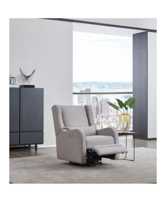 Elsa Fabric Power Swivel Glider and Recliner in Pearl River Gray