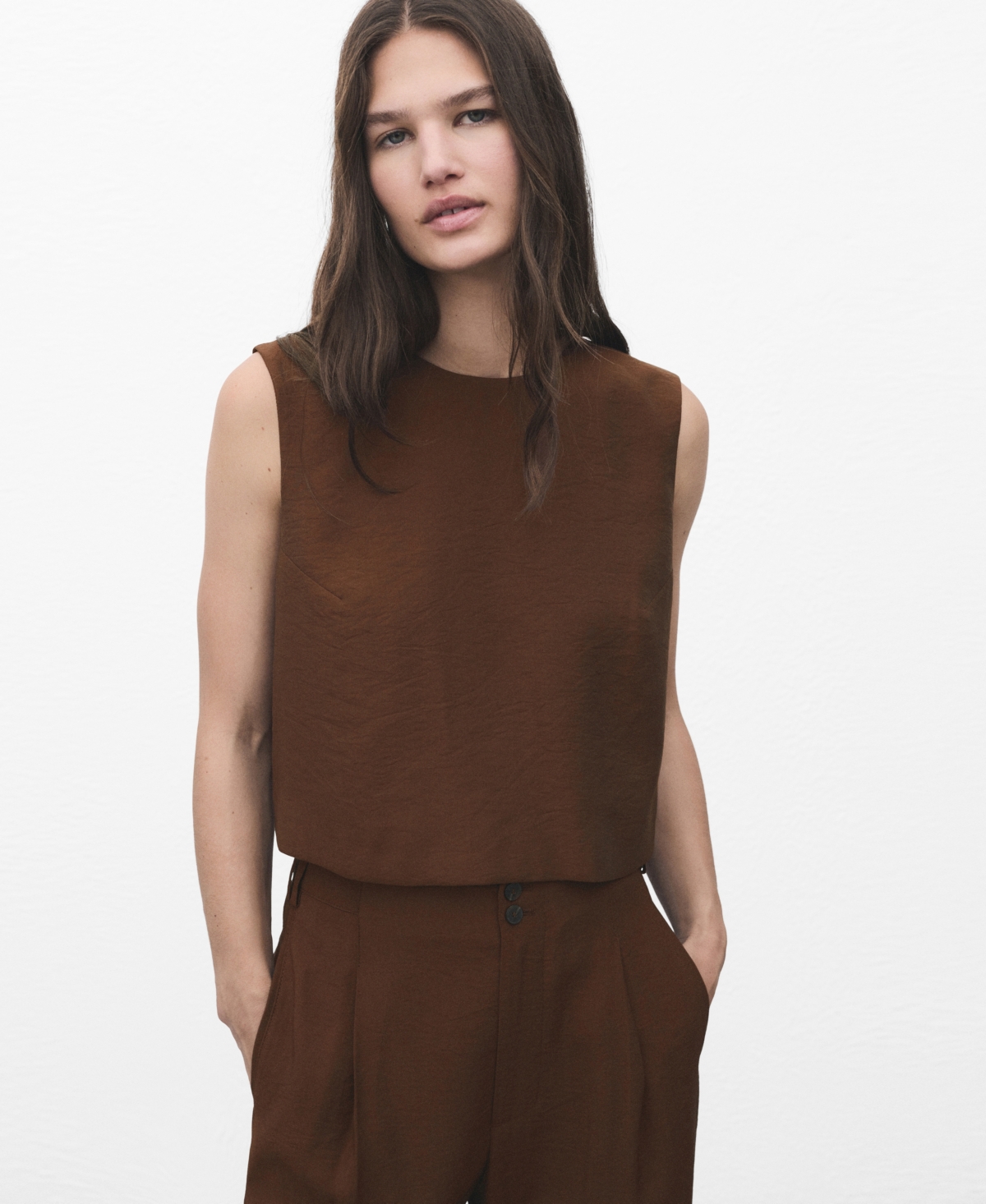 Mango Women's Buttoned Crop Top