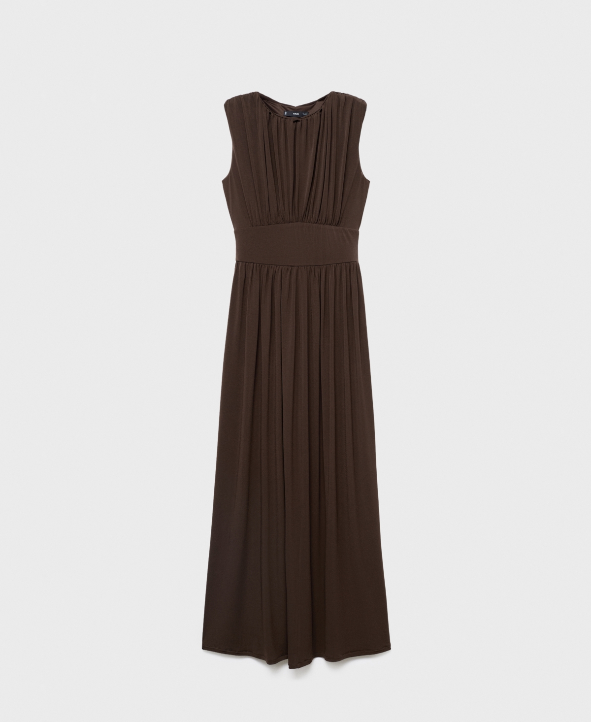 Mango Long Gathered Dress Brown In Brown
