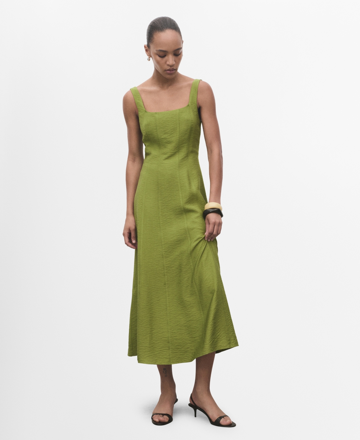 Mango Women's Stitching Detail Midi-Dress