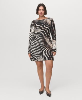 Women's Flared Sleeves Zebra Dress