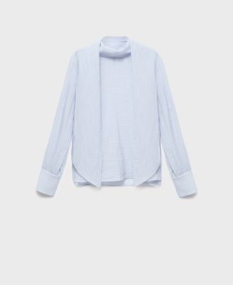MANGO - Women's Foulard Detail Textured Blouse