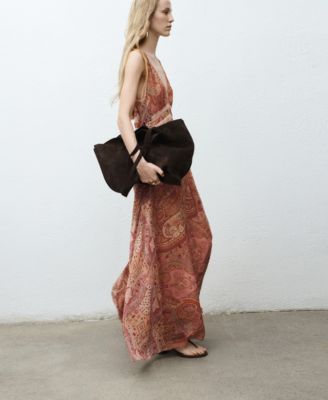 Women's Paisley-Print Lace Trim Dress