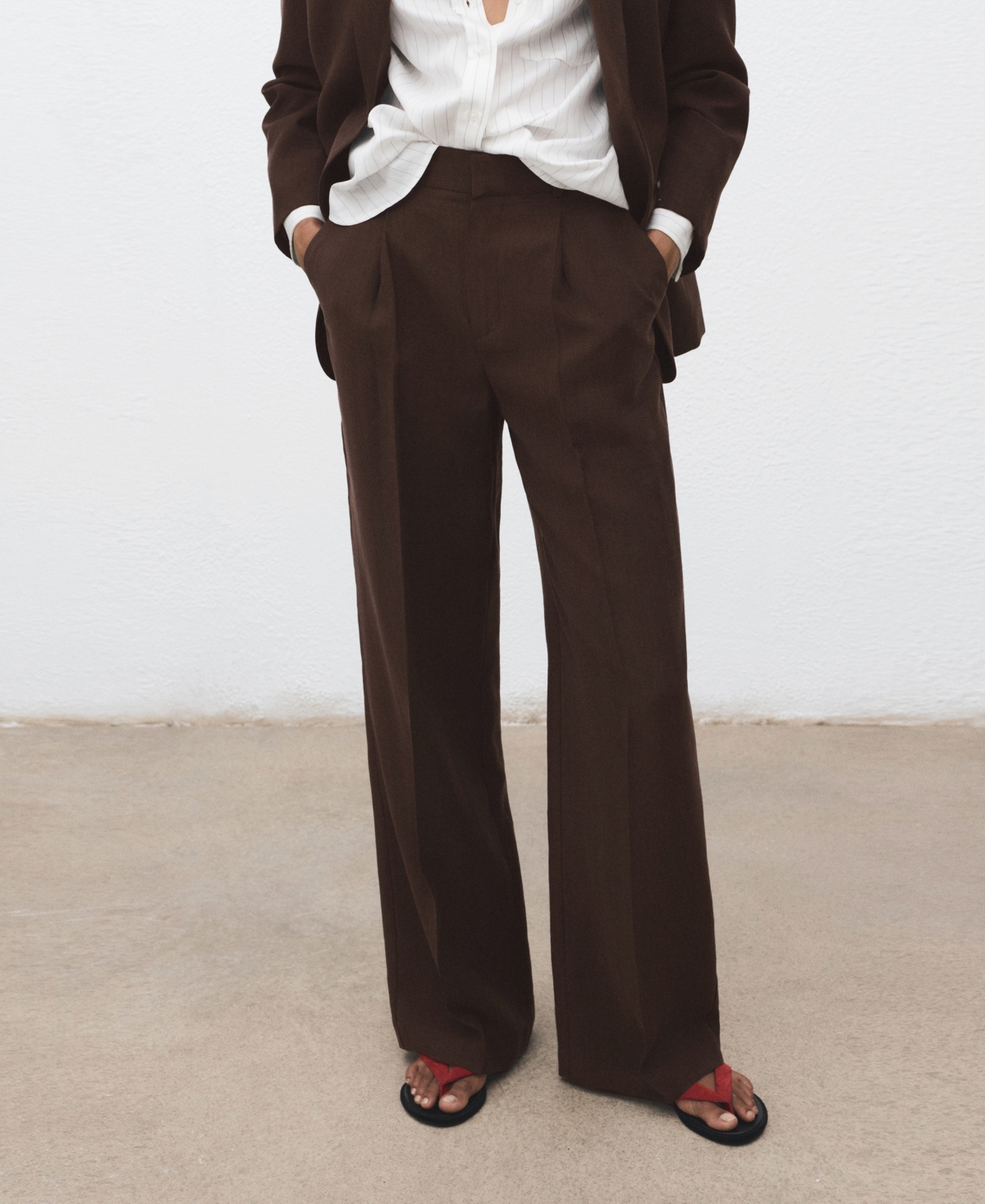 Mango Women's Lyocell Suit Straight Pants