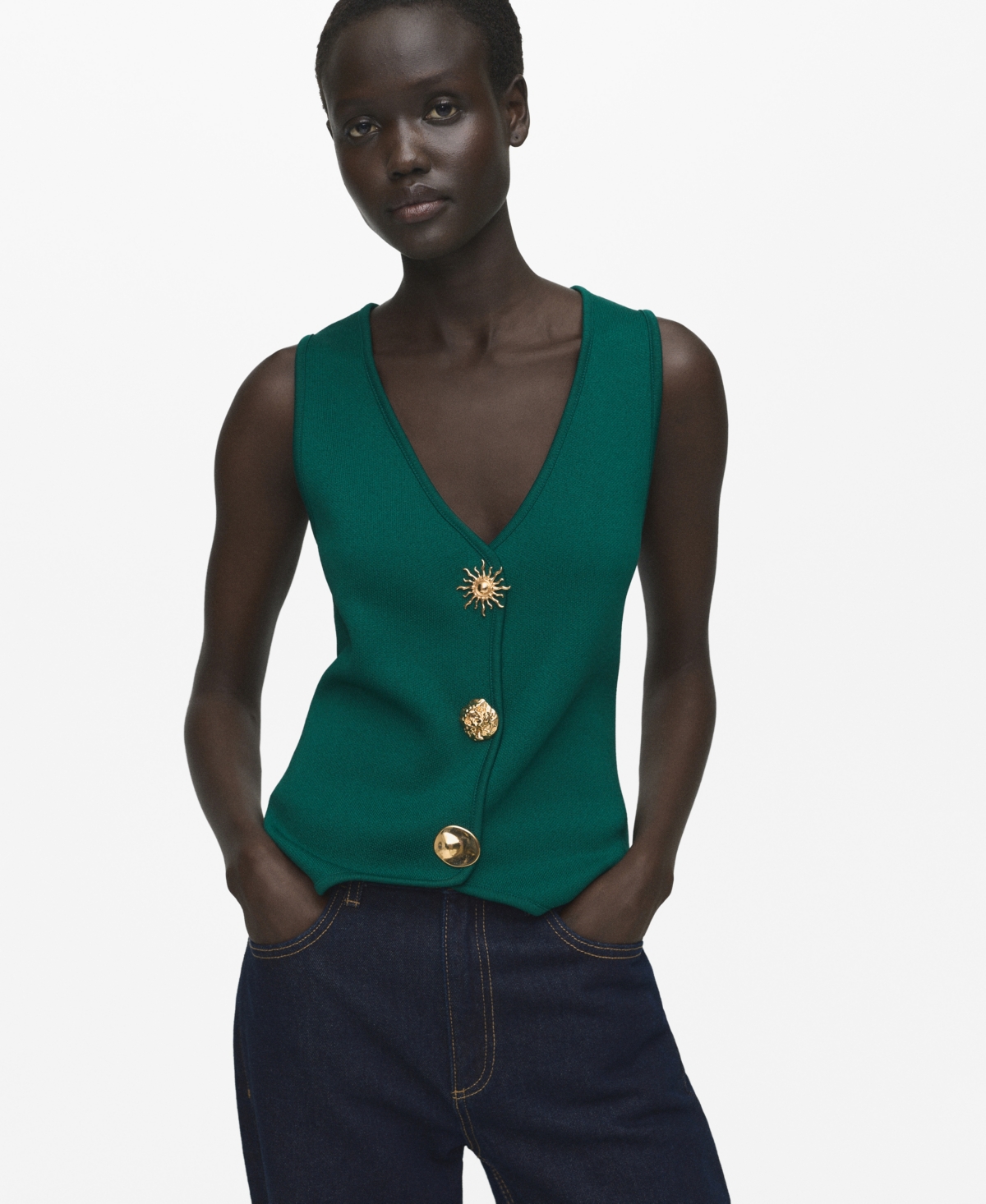 Mango Women's Jewel Buttons Knitted Vest