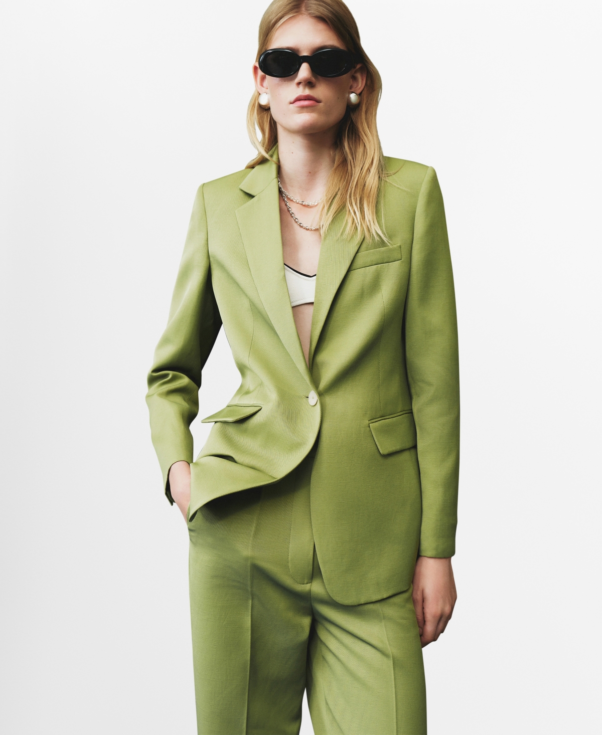 Mango Women's Linen-Blend Suit Blazer
