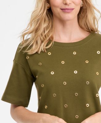 Women's Short-Sleeve Grommet Top, Macy's Exclusive