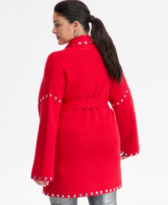 Plus Size Studded Tie-Waist Cardigan, Macy's Exclusive 
