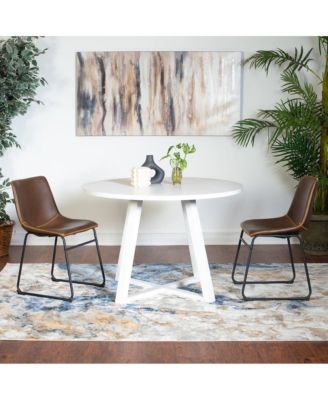 3-Pc Wood Varna Round Trestle Dining Table with 2 Chairs Dining Set