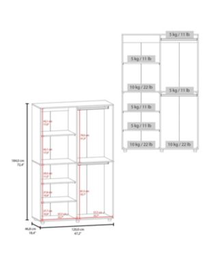 Brewster Wardrobe, 2 Doors, 6 Legs, 5 Shelves