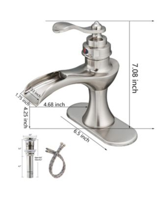 Waterfall Single Hole Single-Handle Low-Arc Bathroom Faucet With Pop-up Drain Assembly