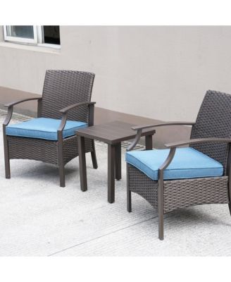 Rattan-Woven Powder-Coated Detachable 3-Piece Chat Set