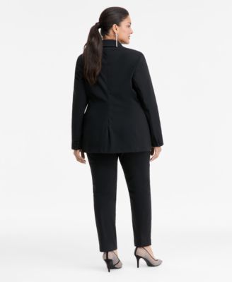 Plus Size Rhinestone Peak-Lapel Blazer & Skinny Pants, Macy's Exclusive