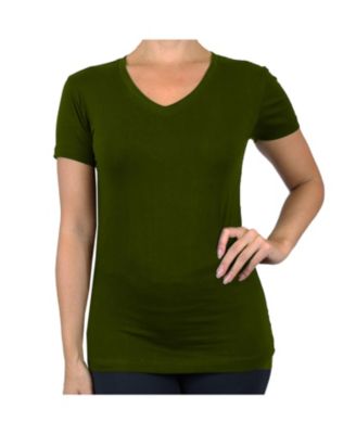 Women's Loose Fit Short Sleeve V-Neck Cotton Stretch Tees-3 Pack