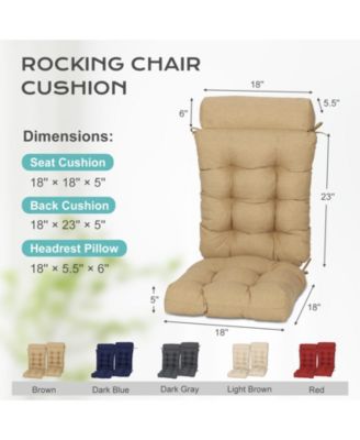 Tufted Rocking Chair Cushion, High Back Chair Cushion with Waterproof and Fade-Resistant, Set of 2