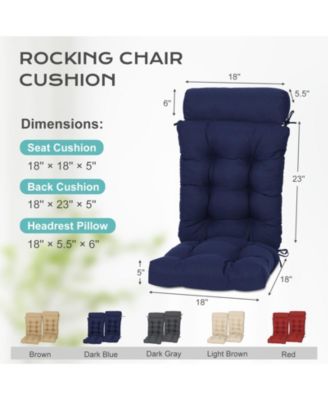 Tufted Rocking Chair Cushion, High Back Chair Cushion with Waterproof and Fade-Resistant, Set of 2