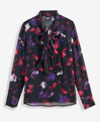 Women's Long-Sleeve Tie-Neck Blouse, Macy's Exclusive