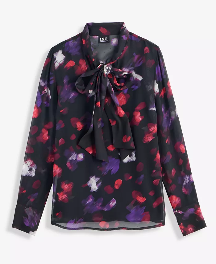 Women's Long-Sleeve Tie-Neck Blouse - thumbnail 10