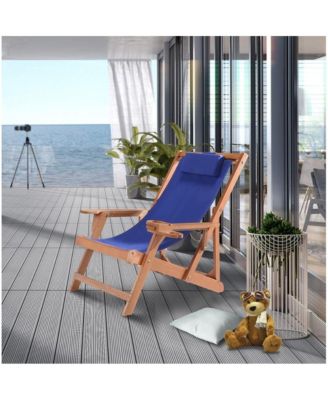 Canvas Sling Chair With Cup And Wine Holder And Ottoman (Set Of 3)