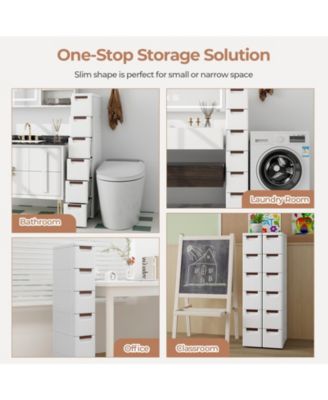 Drawer Rolling Organizer Unit Narrow Storage Cabinet with Built-In Wheels for Small Space