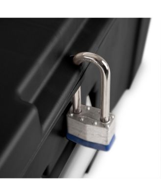 Wheeled Footlocker, Plastic Utility Storage Container, Black, 3 Pack