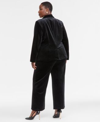 Plus Size Velvet Blazer & Wide-Leg Pants, Macy's Exclusive