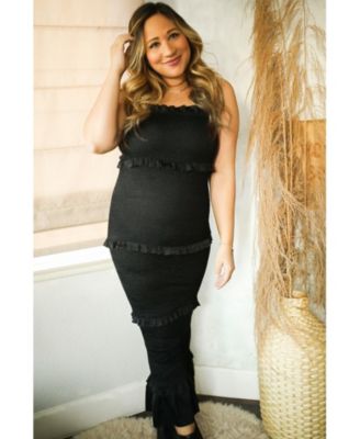 Olive Satin Smocked Fitted Maternity Maxi Dress