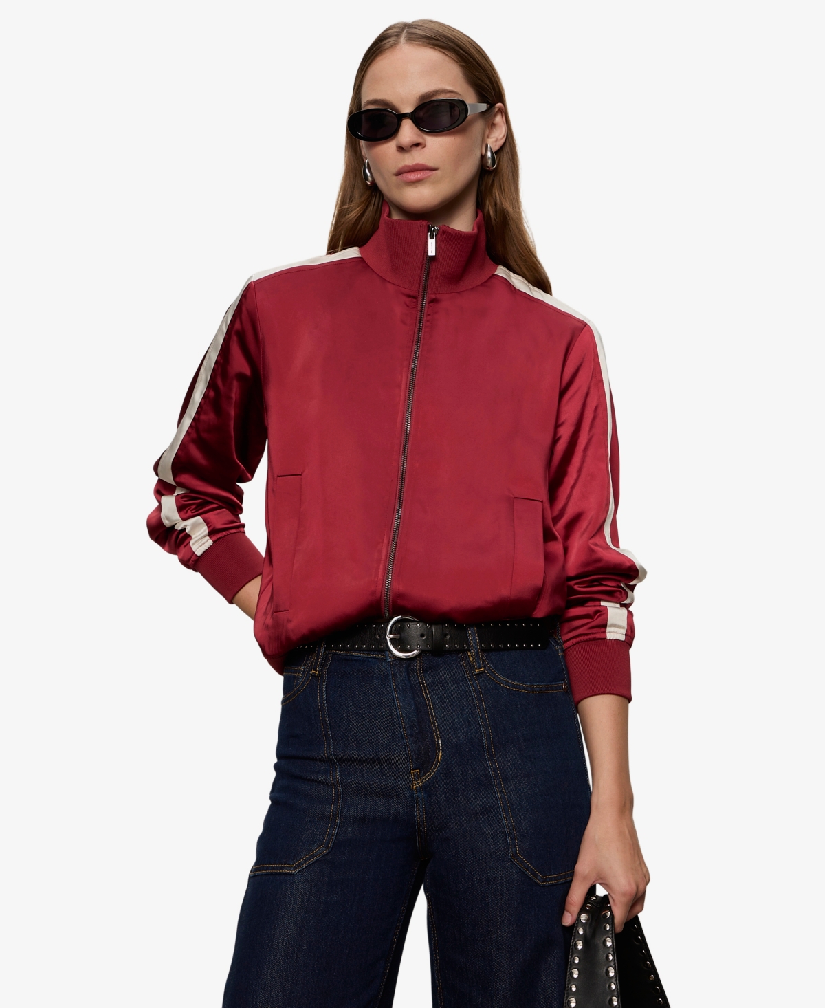 Sanctuary Women's Long Sleeve Satin Track Jacket In Red