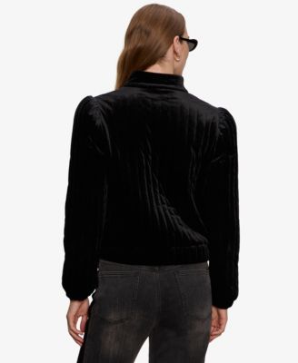 Women's Long Sleeve Quilted Velvet Jacket