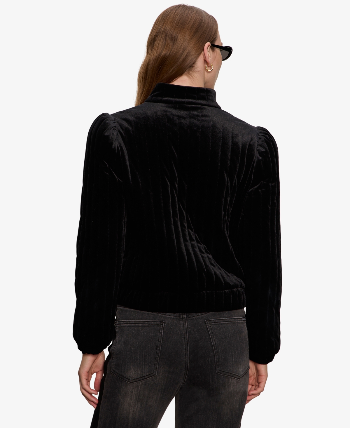 Sanctuary Quilted Velvet Jacket In Black