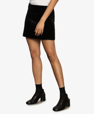 Women's Quilted Velvet Stretch Mini Skirt
