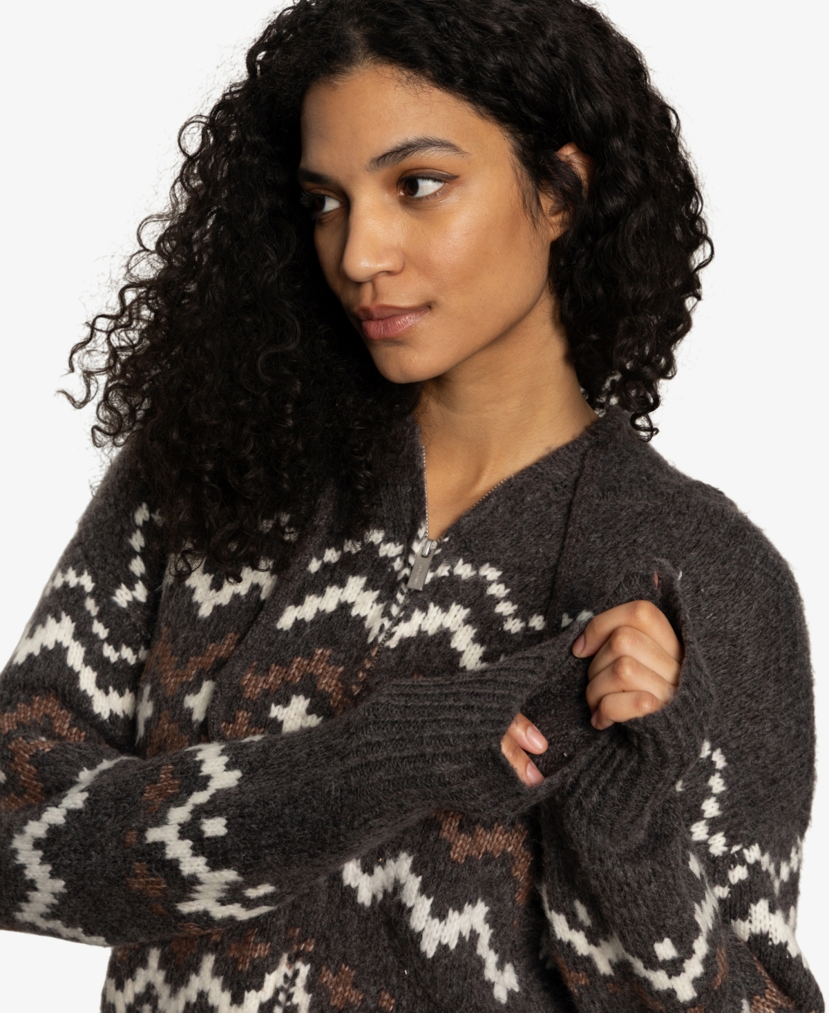 Sanctuary Women's Fairisle Zip-Up Hoodie Sweater