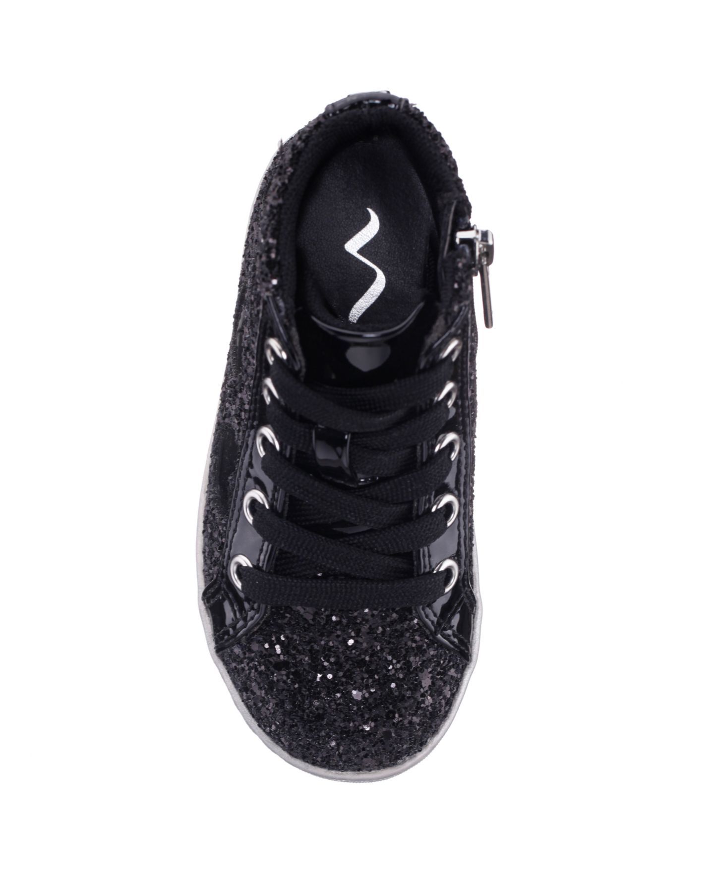 Кроссовки Nina Cass Little Glitter High Top Sneakers для девочек, цвет: Чёрный — фото 7